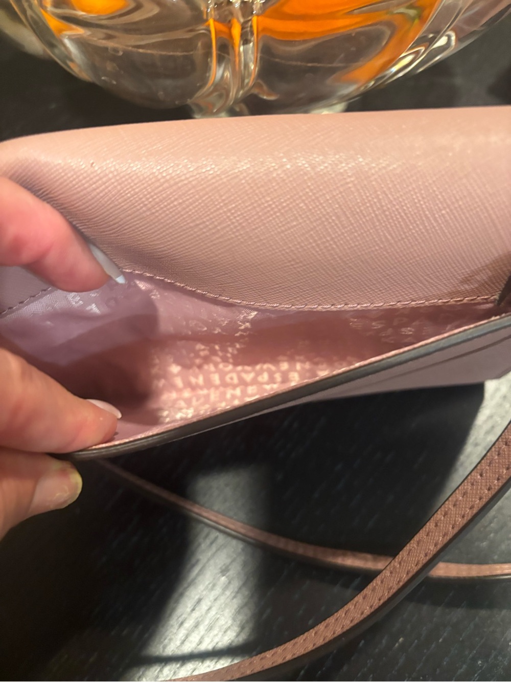 kate spade blush pink saffiano crossbody large wallet - Picture 3 of 11
